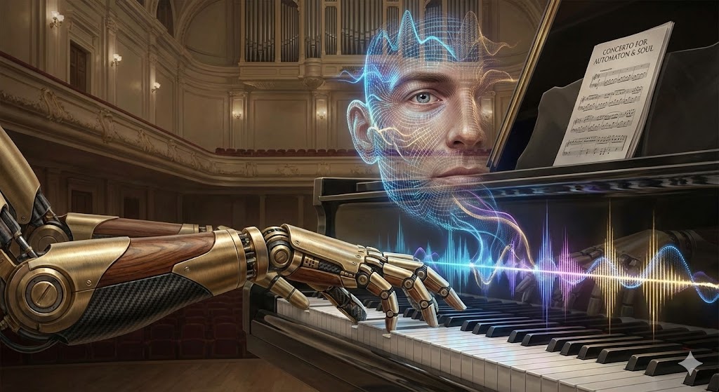 ai robot playing piano music industry 2025