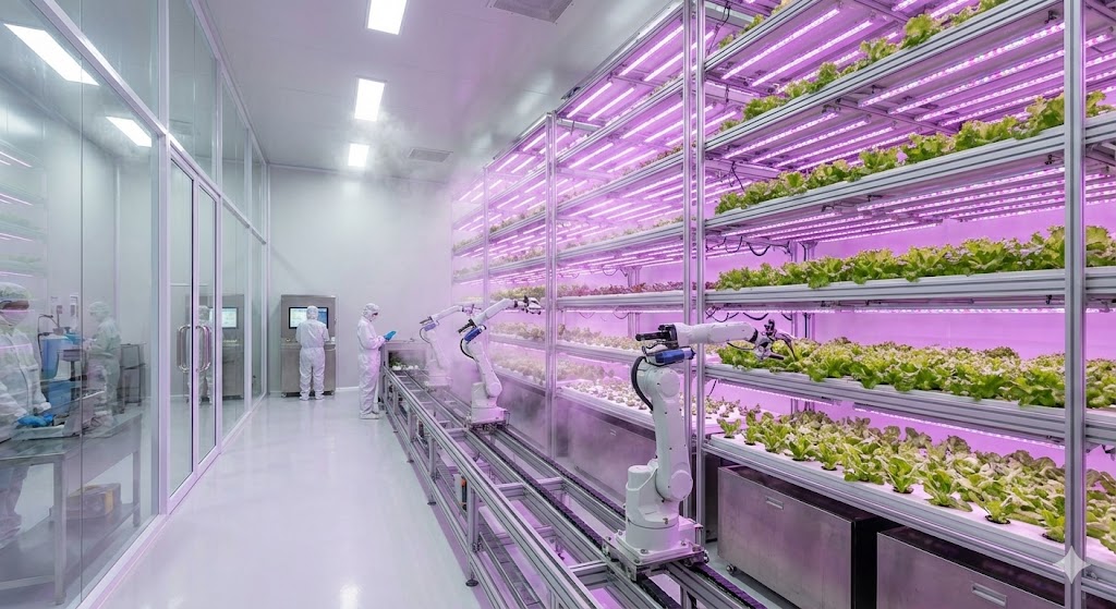 interior robotic vertical farm led